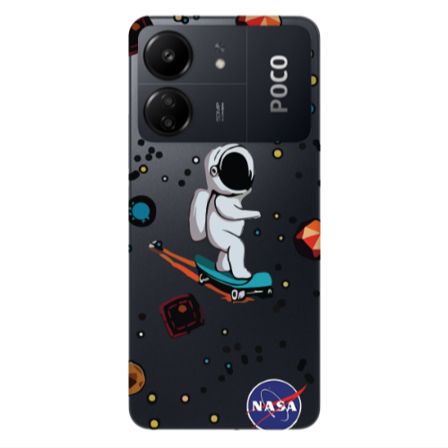 Xiaomi Poco C65 Astronaut with skateboard Transparent Silicone TPU Θήκη