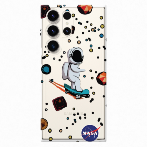 Samsung S24 Ultra Astronaut with skateboard Transparent Silicone TPU Θήκη