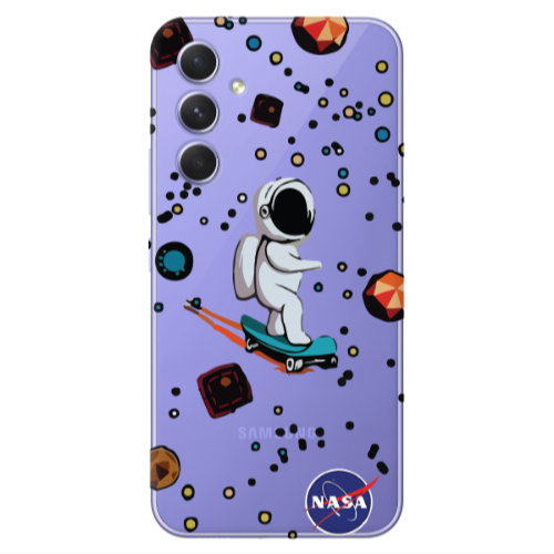 Samsung A55 Astronaut with skateboard Transparent Silicone TPU Θήκη