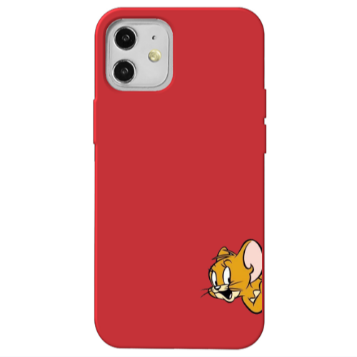 Apple iPhone 12 Jerry 2 Red Colored Silicone TPU Θήκη