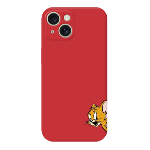 Apple iPhone 15 Jerry 2 Red Colored Silicone TPU Θήκη