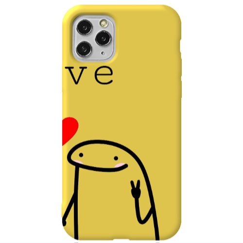 Apple iPhone 11 Pro Love 2 Yellow Colored Silicone TPU Θήκη