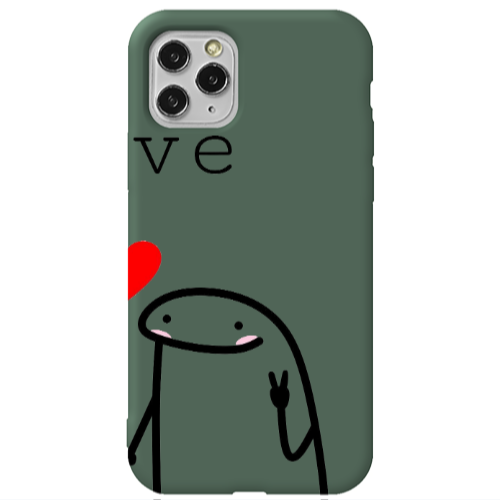 Apple iPhone 11 Pro Love 2 Dark Green Colored Silicone TPU Θήκη