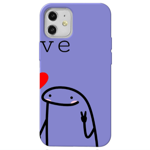 Apple iPhone 12 Love 2 Purple Colored Silicone TPU Θήκη