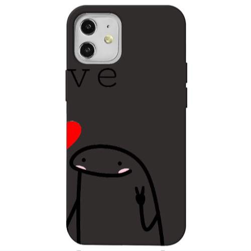Apple iPhone 12 Love 2 Black Colored Silicone TPU Θήκη