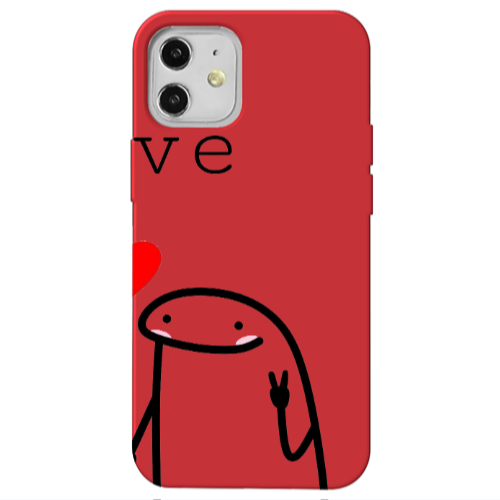 Apple iPhone 12 Love 2 Red Colored Silicone TPU Θήκη
