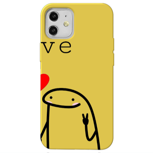 Apple iPhone 12 Love 2 Yellow Colored Silicone TPU Θήκη