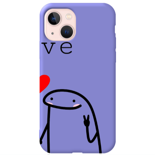 Apple iPhone 13 Love 2 Purple Colored Silicone TPU Θήκη