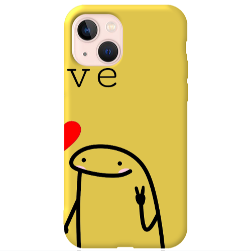 Apple iPhone 13 Love 2 Yellow Colored Silicone TPU Θήκη