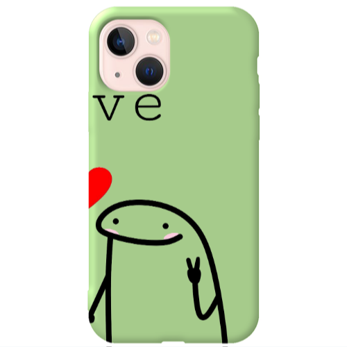 Apple iPhone 13 Love 2 Light Green Colored Silicone TPU Θήκη