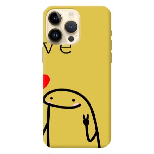 Apple iPhone 13 Pro Max Love 2 Yellow Colored Silicone TPU Θήκη