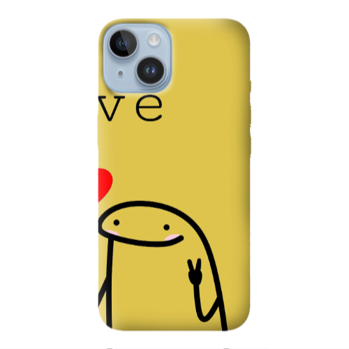 Apple iPhone 14 Plus Love 2 Yellow Colored Silicone TPU Θήκη