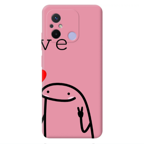 Xiaomi Redmi 12C Love 2 Pink Colored Silicone TPU Θήκη