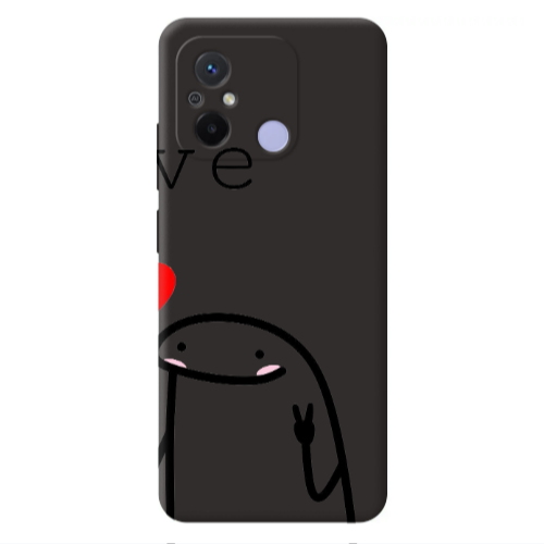 Xiaomi Redmi 12C Love 2 Black Colored Silicone TPU Θήκη