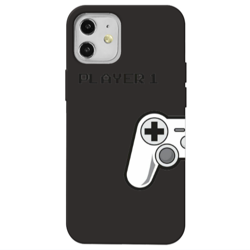 Apple iPhone 12 Player 1 Black Colored Silicone TPU Θήκη
