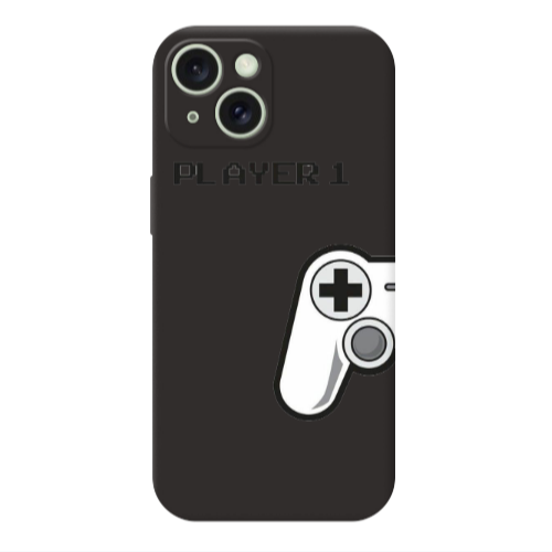Apple iPhone 15 Player 1 Black Colored Silicone TPU Θήκη