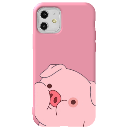 Apple iPhone 11  Piggy 2 Pink Colored Silicone TPU Θήκη