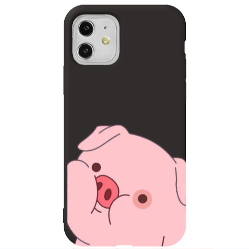 Apple iPhone 11  Piggy 2 Black Colored Silicone TPU Θήκη