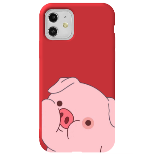 Apple iPhone 11  Piggy 2 Red Colored Silicone TPU Θήκη