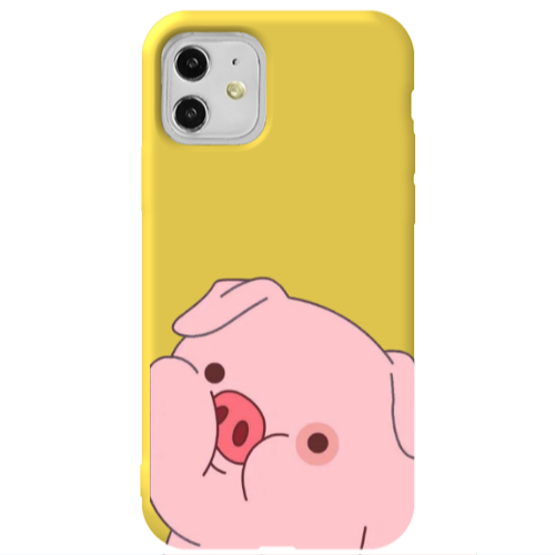 Apple iPhone 11  Piggy 2 Yellow Colored Silicone TPU Θήκη