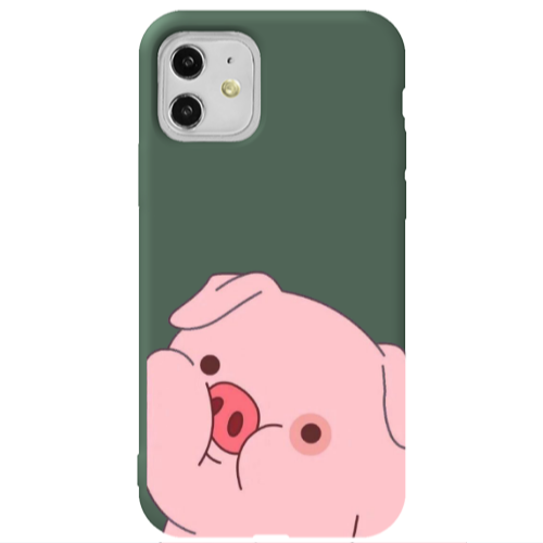 Apple iPhone 11  Piggy 2 Dark Green Colored Silicone TPU Θήκη