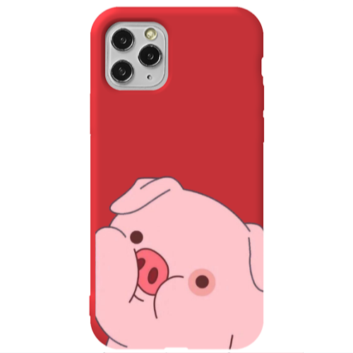 Apple iPhone 11 Pro Piggy 2 Red Colored Silicone TPU Θήκη