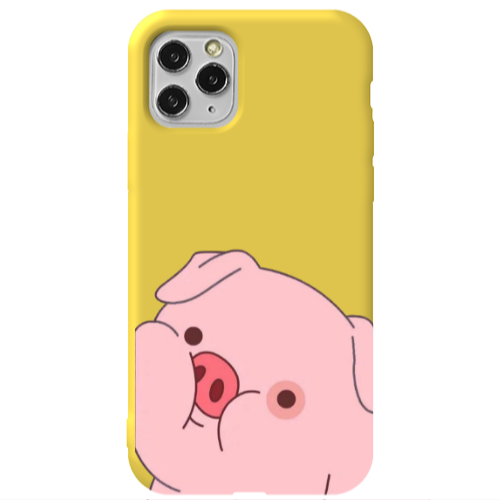 Apple iPhone 11 Pro Piggy 2 Yellow Colored Silicone TPU Θήκη