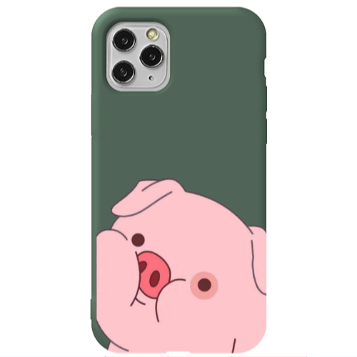 Apple iPhone 11 Pro Piggy 2 Dark Green Colored Silicone TPU Θήκη