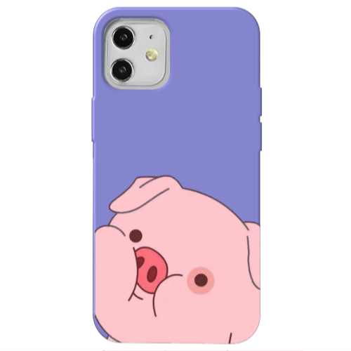 Apple iPhone 12 Piggy 2 Purple Colored Silicone TPU Θήκη