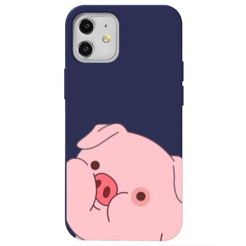 Apple iPhone 12 Piggy 2 Dark blue Colored Silicone TPU Θήκη