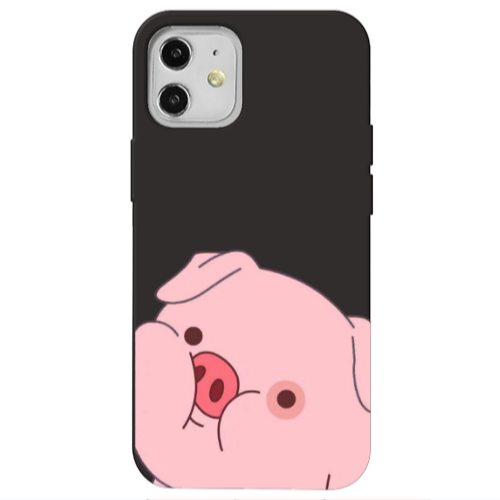 Apple iPhone 12 Piggy 2 Black Colored Silicone TPU Θήκη