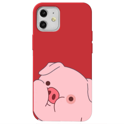 Apple iPhone 12 Piggy 2 Red Colored Silicone TPU Θήκη