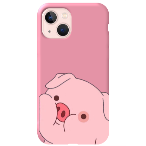 Apple iPhone 13 Piggy 2 Pink Colored Silicone TPU Θήκη