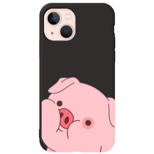 Apple iPhone 13 Piggy 2 Black Colored Silicone TPU Θήκη