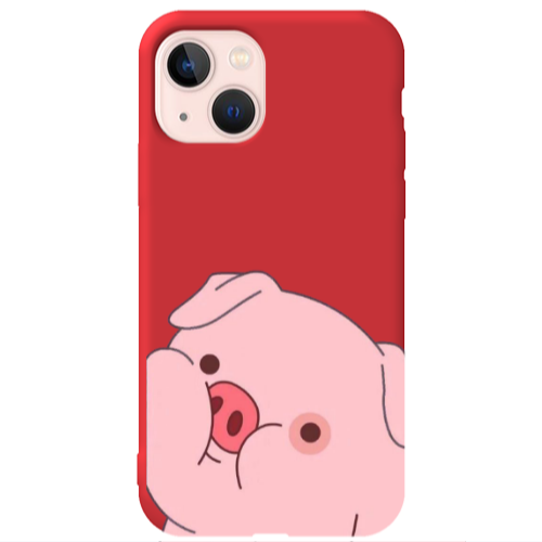 Apple iPhone 13 Piggy 2 Red Colored Silicone TPU Θήκη