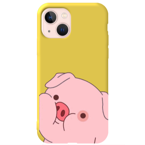Apple iPhone 13 Piggy 2 Yellow Colored Silicone TPU Θήκη