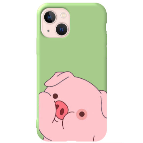 Apple iPhone 13 Piggy 2 Light Green Colored Silicone TPU Θήκη