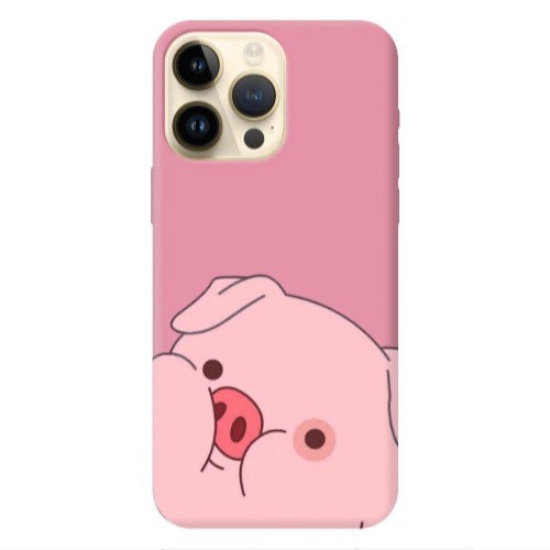 Apple iPhone 13 Pro Max Piggy 2 Pink Colored Silicone TPU Θήκη