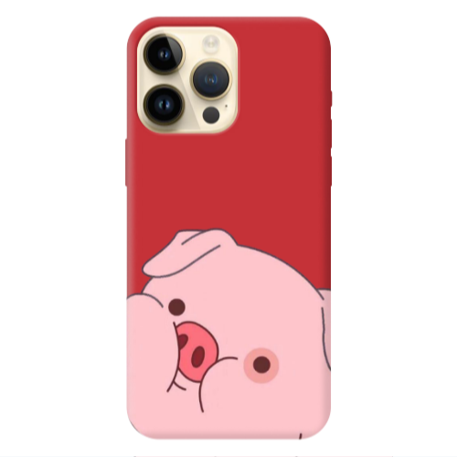 Apple iPhone 13 Pro Max Piggy 2 Red Colored Silicone TPU Θήκη