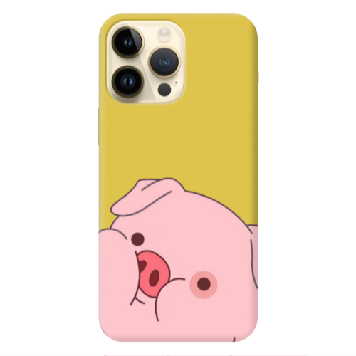 Apple iPhone 13 Pro Max Piggy 2 Yellow Colored Silicone TPU Θήκη