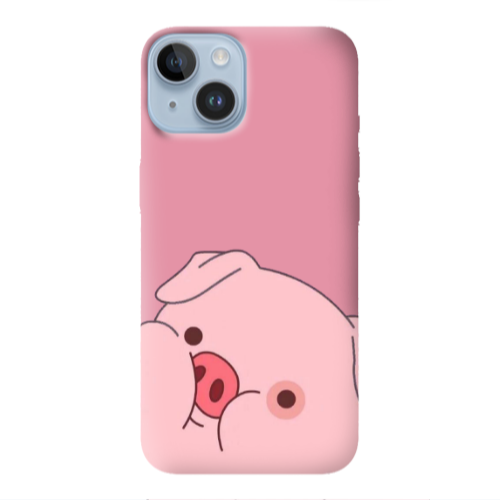 Apple iPhone 14  Piggy 2 Pink Colored Silicone TPU Θήκη