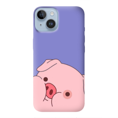 Apple iPhone 14 Plus Piggy 2 Purple Colored Silicone TPU Θήκη