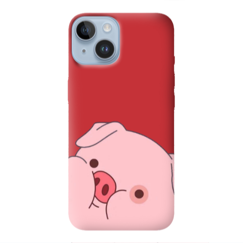 Apple iPhone 14 Plus Piggy 2 Red Colored Silicone TPU Θήκη
