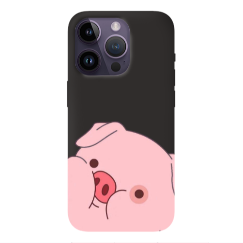 Apple iPhone 14 Pro  Piggy 2 Black Colored Silicone TPU Θήκη
