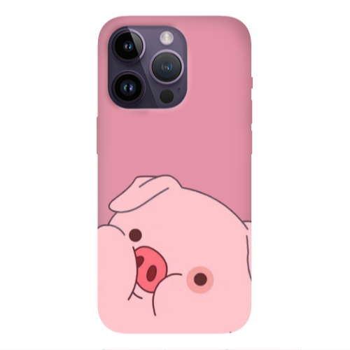 Apple iPhone 14 Pro Max Piggy 2 Pink Colored Silicone TPU Θήκη