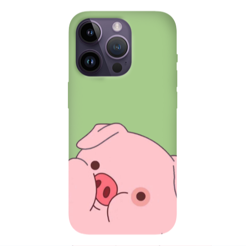 Apple iPhone 14 Pro Max Piggy 2 Light Green Colored Silicone TPU Θήκη