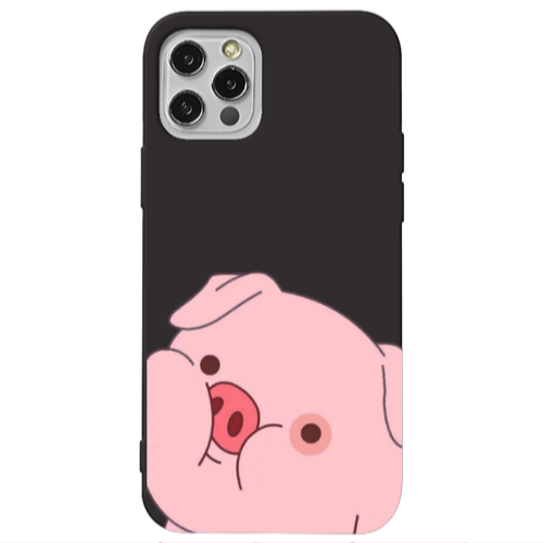 Apple iPhone 12 Pro Piggy 2 Black Colored Silicone TPU Θήκη