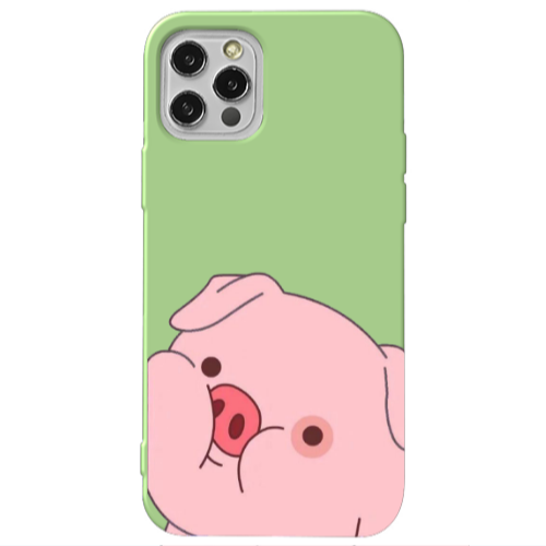 Apple iPhone 12 Pro Piggy 2 Light Green Colored Silicone TPU Θήκη