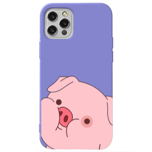 Apple iPhone 12 Pro Max Piggy 2 Purple Colored Silicone TPU Θήκη