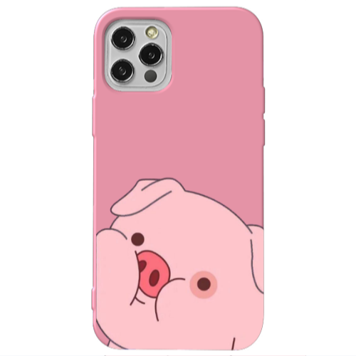 Apple iPhone 12 Pro Max Piggy 2 Pink Colored Silicone TPU Θήκη